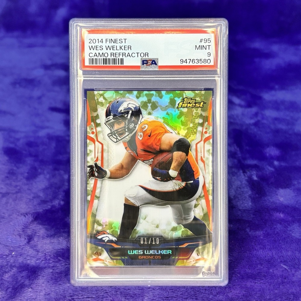 2014 Topps Finest Wes Welker Camo Refractor 01/10 PSA 9 Denver Broncos Card